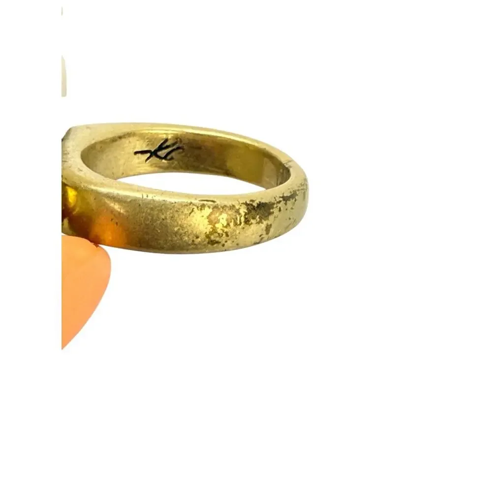Kenneth Cole Green Stone Teardrop Ring with Gold-Tone Bezel size 8